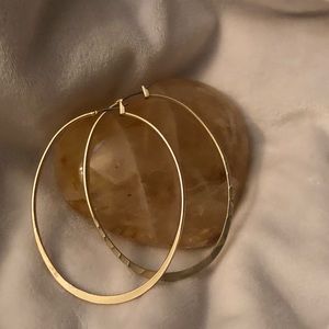 Hammered gold hoop earrings - large